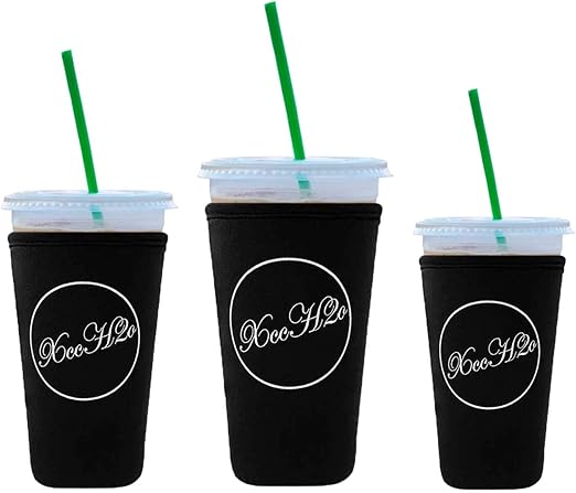 Amazon Com Xcch2o Reusable Iced Coffee Sleeve 3 Sizes Neoprene