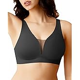 SHARICCA Womens Wireless Bras Full Coverage Deep V Mesh Bra Comfortable Seamless Soft Padded Sleep Bralettes