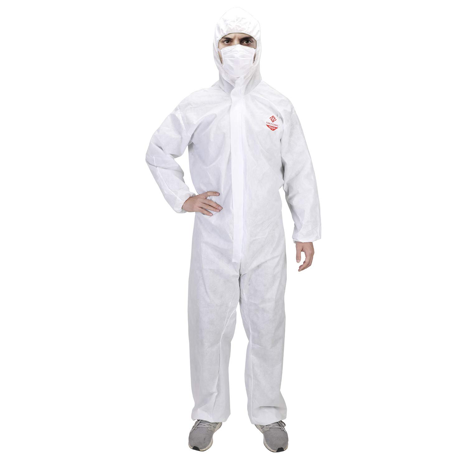 DECMAY Large Disposable Overall Chemical Protective Clothing with Hood