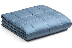 YnM Bamboo Weighted Blanket — 100% Cooling Bamboo Viscose Oeko-Tex Certified Material with Premium Glass Beads (Blue Grey, 60''x80'' 20lbs), Suit for One Person(~190lb) Use on Queen/King Bed