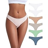 Jo & Bette Cotton Thongs for Women - 6 or 12 Pack Panties - Thongs Underwear Women Breathable No show Seamless