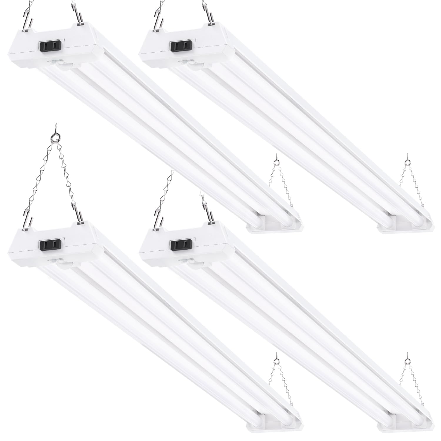 Photo 1 of Sunco Motion Sensor 4ft LED Shop Light, Garage Lights Ceiling LED Plug in Fixtures, 40W, 5000K Daylight, Frosted, Motion Activated, Linkable Suspension Mount, ETL 4 Pack