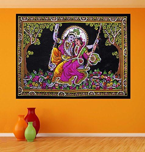 Lord Krishna & Goddess Radha Tapestry Gift Wall Hanging Home Decor Poster Size