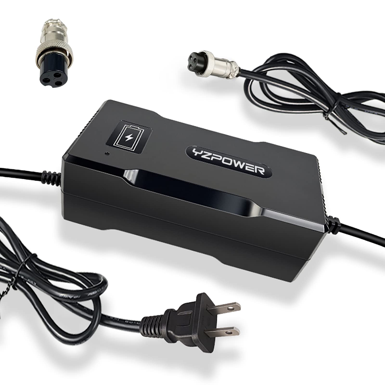 YZPOWER 67.2V 4Amps Lithium Battery Charger for 60v 16S li-ion Battery Pack with 12mm(0.47in) Connector,60v Lithium Power Charger Adapter