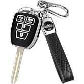 MILD EAST Key Fob Cover for Toyota with Metal Key Chain | Silver Edge Soft TPU Key Fob Shell Case for 2012-2019 Camry Corolla Tacoma, Black