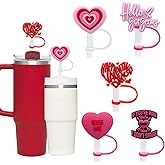 10mm Silicone Heart Straw Covers for Stanley 40&30 Oz Tumbler, Cute Silicone Straws Tips Cover Reusable,Food Grade Heart Straw Covers Cap for Dust Proof Plugs, Straw Tips for Women Party Favors-5 Pcs