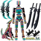 Teoboeys 5.2 inches T13 3D Action Figure with Dog Set Titan Nova 13 Robo 13 Action Figures with Weapons T 13 3D Printed Multi-Jointed Movable Toy (Colorful, Assembly Completed)