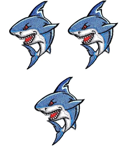 Embroidered Shark Iron On Badge Sew On Patch Embroidery Fish Clothing Applique e