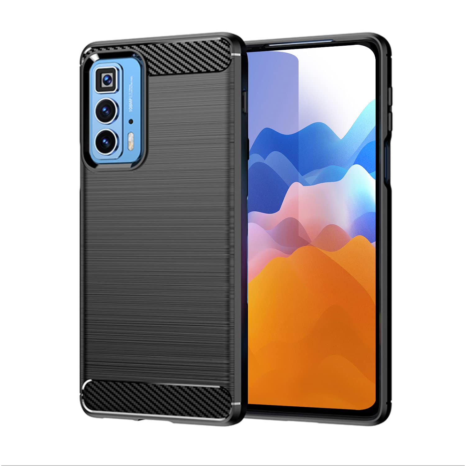 SCL Case for Moto Edge 20 Pro Case [Black], Carbon Fibre Effect Gel Grip Protection Cover [Anti Scratch][Anti Collision] Case Compatible with Motorola Edge 20 Pro