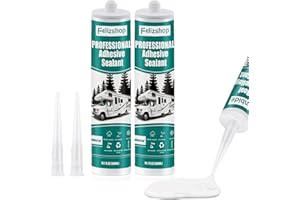 FELIZSHOP RV Sealant, RV Roof Sealant, Lap Sealant for RV Roofs, RV Caulking Sealant White, Waterproof RV Self-Leveling Lap Sealant,RV Silicone Sealant for Camper Motorhomes Trailers RV Roofing Repair(2 Pack)