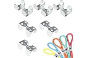 Aifeier ET Heavy Duty Double Rope Loop Clamps 1/4 Inch Zinc Plated Twisted or Braided Rope Metal Loop End Clips (Silver Color, 6 Pack)