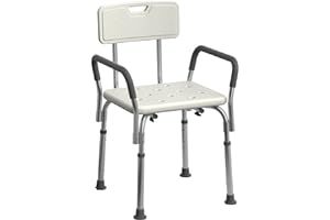 Medline Shower Chair Seat with Padded Armrests and Back Heavy Duty Shower Chair for Bathtub Slip Resistant Shower Seat with A