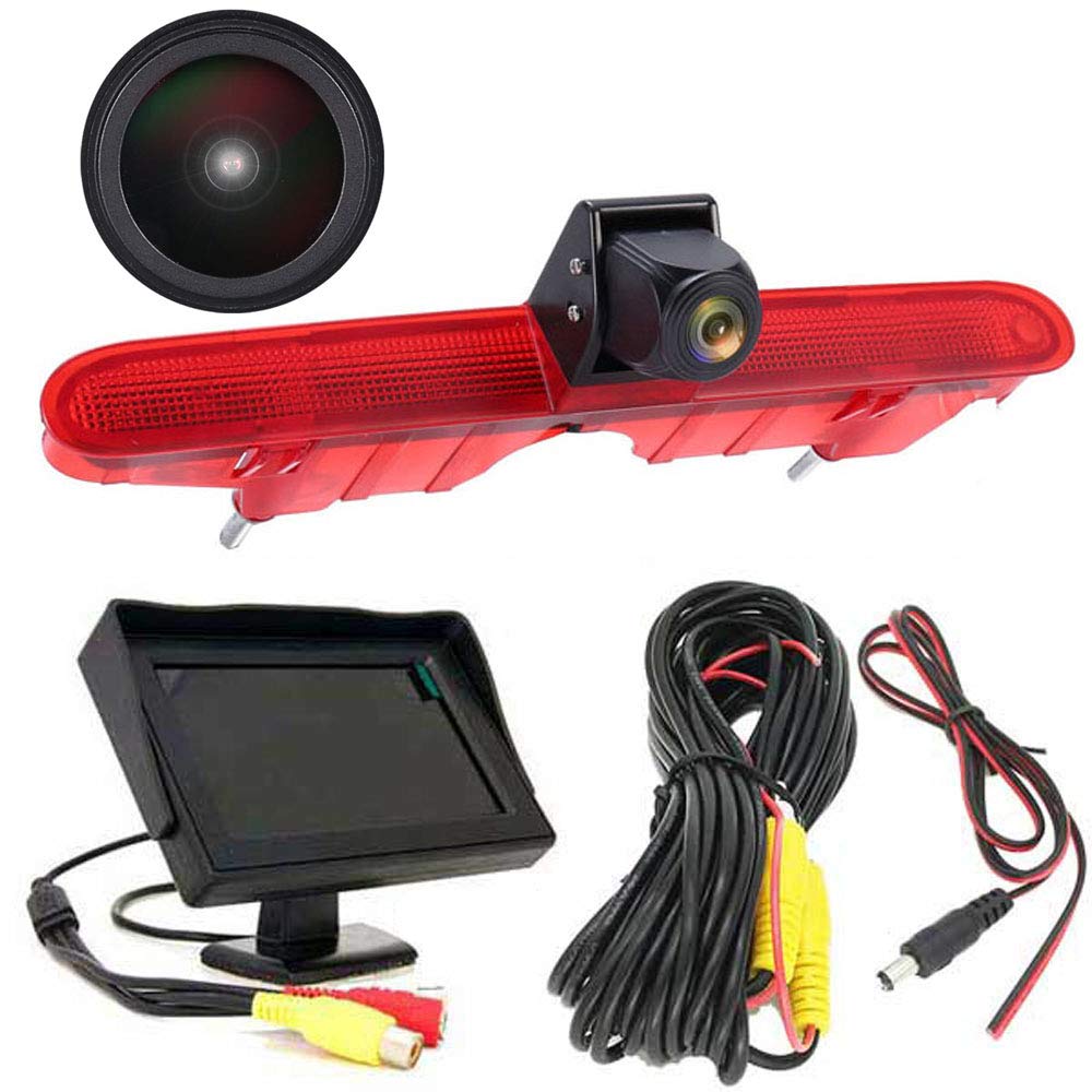HD Top Brake Light Rear View Rear View Camera Can Adjust Angle Compatible with Toyota Proace/Citroen Berlingo B9 Mk2 MK3 Furgon/Opel Combo/Limousine X19/Peugeot Partner Tepee/Rifter