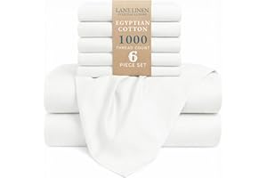 Casa Platino 100% Egyptian Cotton Sheets Queen Size Set - 6 Pcs (1 Flat, 1 Fitted, 4 Pillowcases) - 1000 Thread Count - Ultra