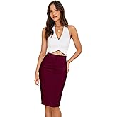 Hybrid & Company Women's Super Comfy Ultra Stretch Skirt Knee Length with Pockets
