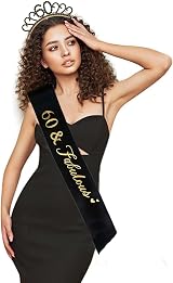 MIOSJI 60th Birthday Sash Tiara Crown Black Gold Women Party Decorations Gift view 4