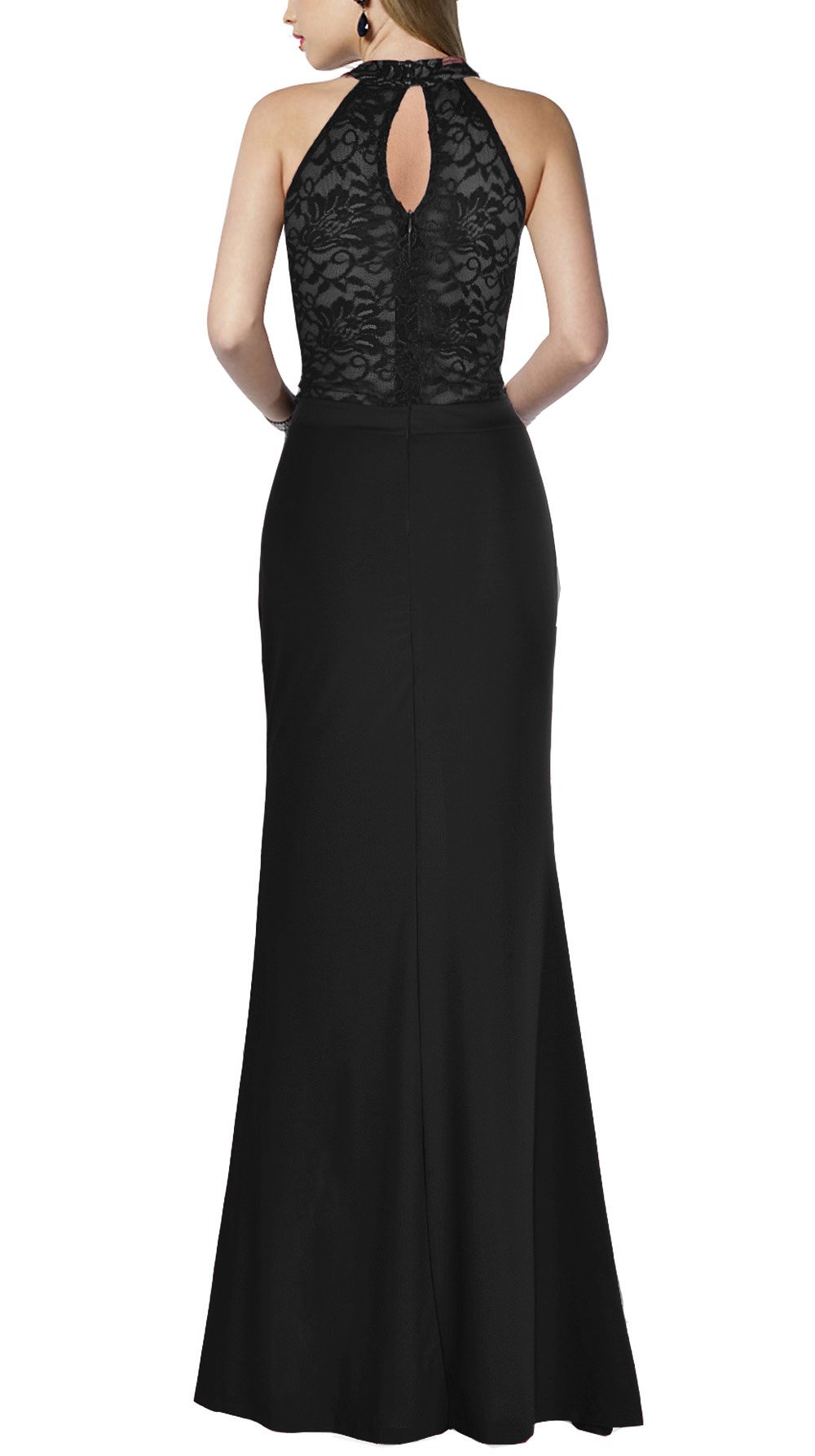 REPHYLLIS Women's Floral Lace Vintage Wedding Maxi Long Dress(M,Black)