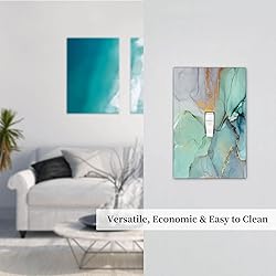 Teal Blue Abstract Marble Light Switch Cover Single