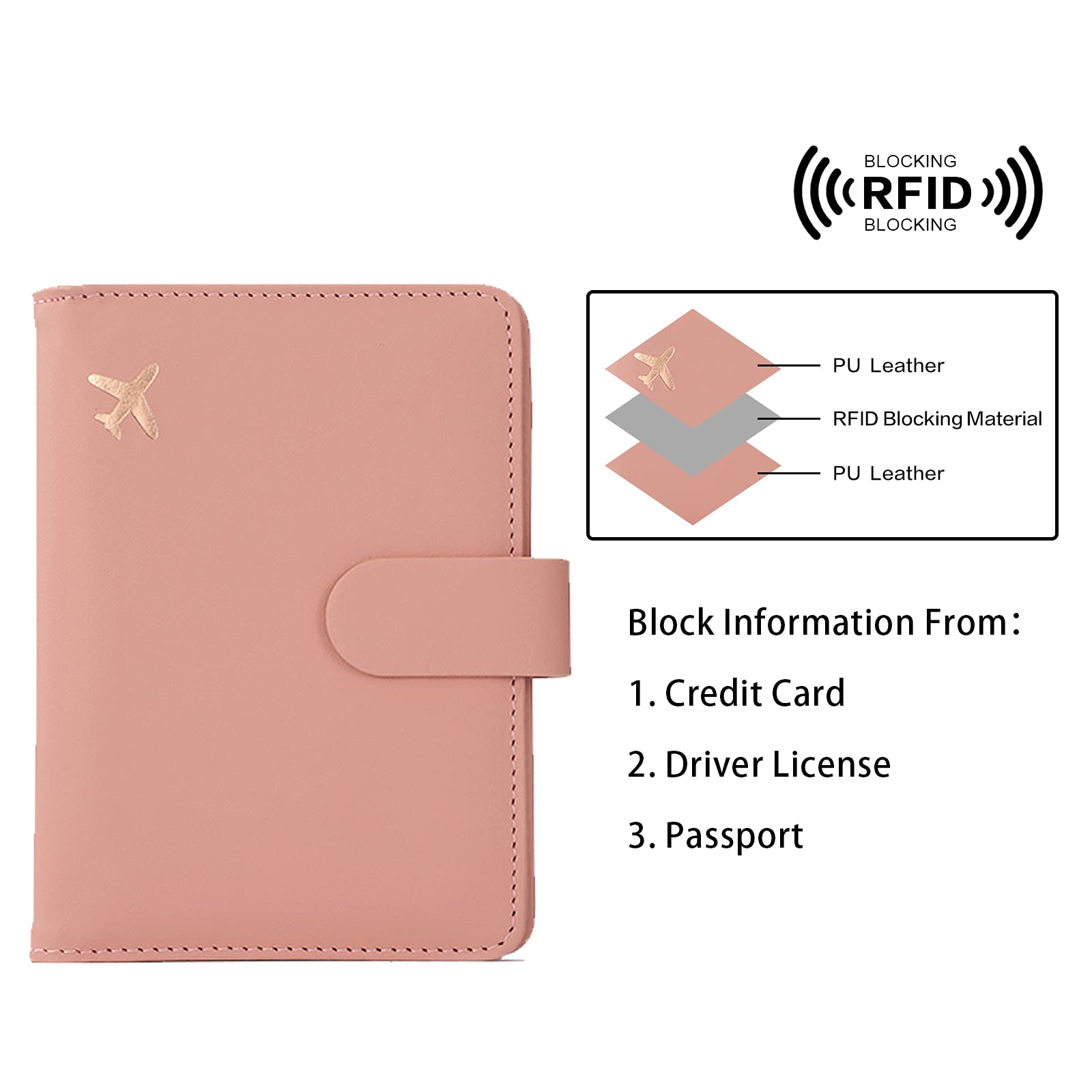 Melsbrinna Rfid Passport Holder for Travel women/Men, Cute Passport Wallet Rfid Blocking Card Slots, Rfid Passport Cover/CaseTravel Wallet, Passport Book Holder (1, Pink)