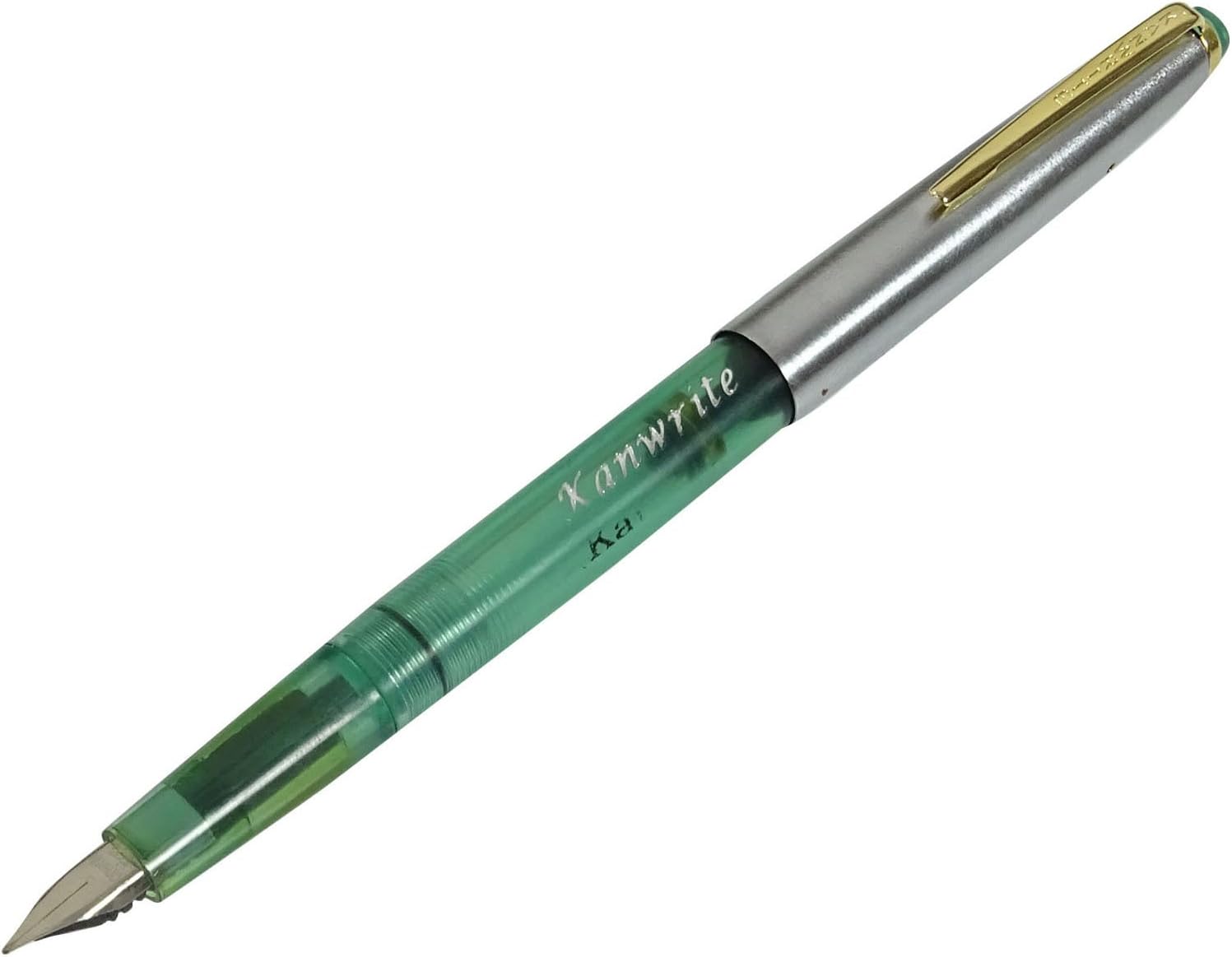 Kanwrite Teal Green & Silver Iridium Tip Nib Mechanism Piston Filling Fountain Pen