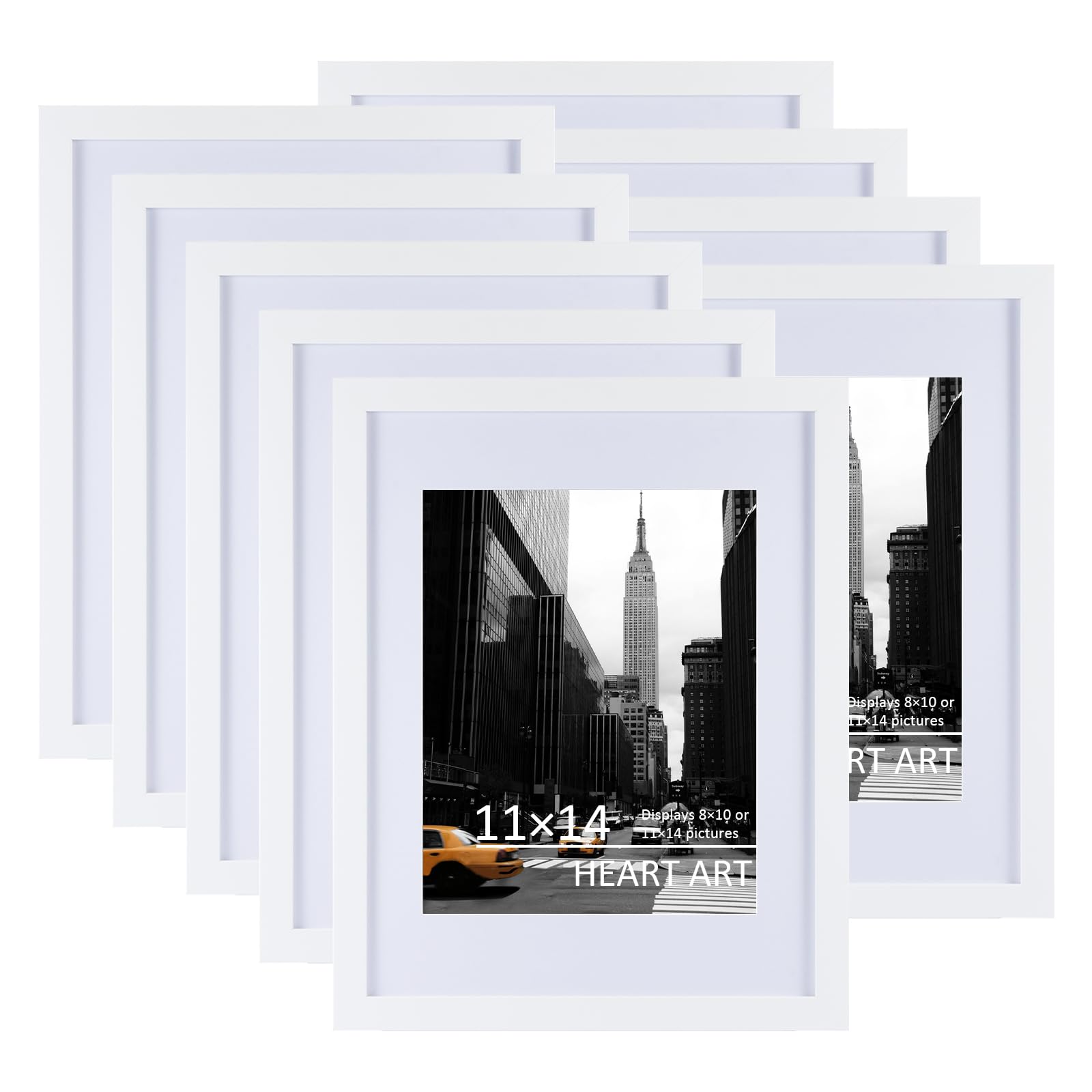 HEART ART White 11x14 inches Picture Frame Set of