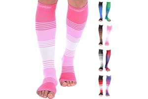 Doc Miller Toeless Compression Socks Women and Men – Open Toe Calf Support, 20-30mmHg Knee-High Sleeves, Lightweight, 1 Pair