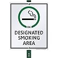 SmartSign 12 x 10 inch “Designated Smoking Area” Yard Sign with 3 foot Stake, 40 mil Laminated Rustproof Aluminum, Green, Black and White, Set of 1, Made in USA