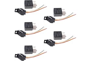 ESUPPORT Car Heavy Duty Relay Switch 12V 30A SPST 4Pin Wire Socket Plug Harness Waterproof Electrical Automotive Pack of 5