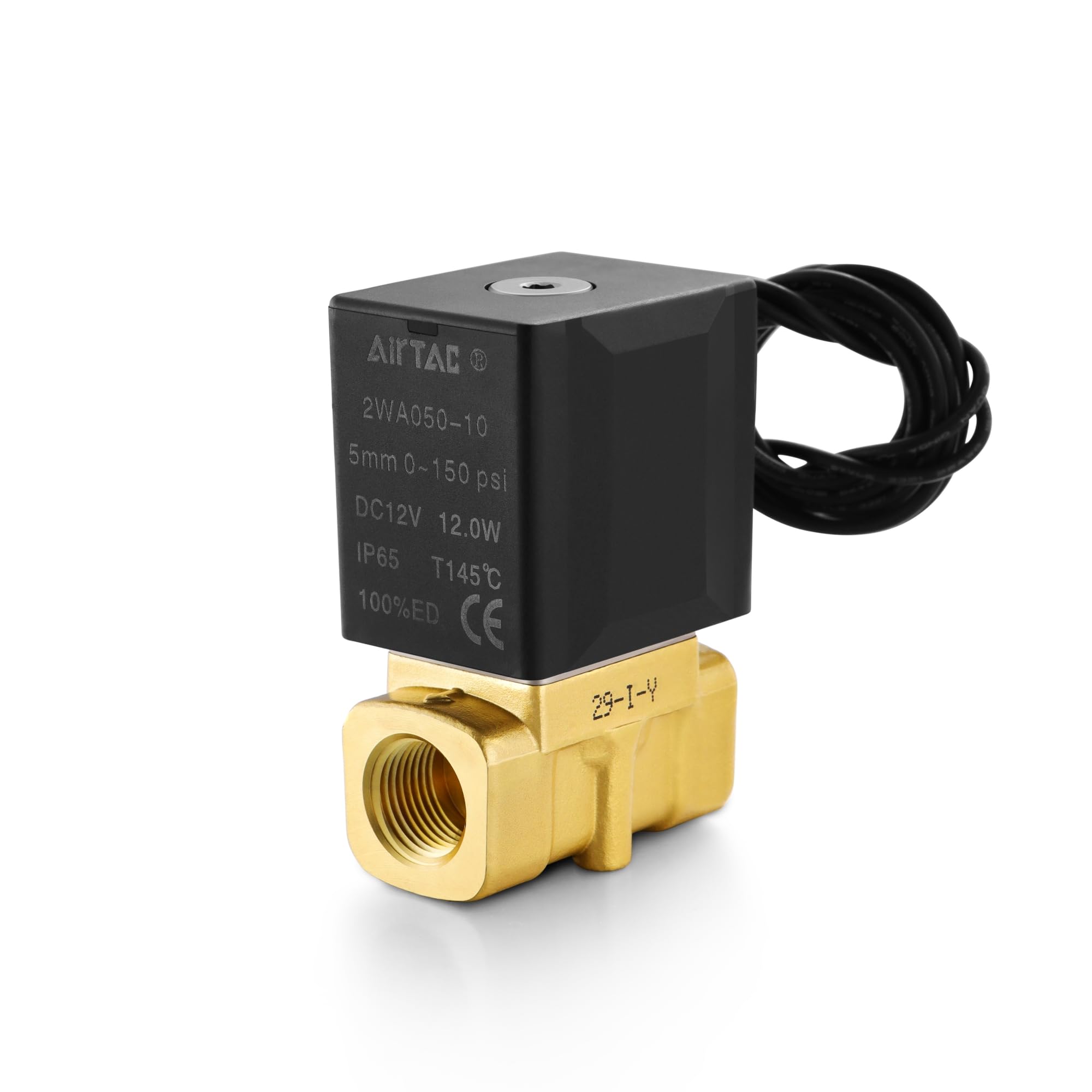 Photo 1 of Brass Electric Solenoid Valve AirTAC 2WA050-15 1/2 NPT DC12V Fluid Control 2/2 Way Direct-acting Normally Closed for Water Air Gas Oil
