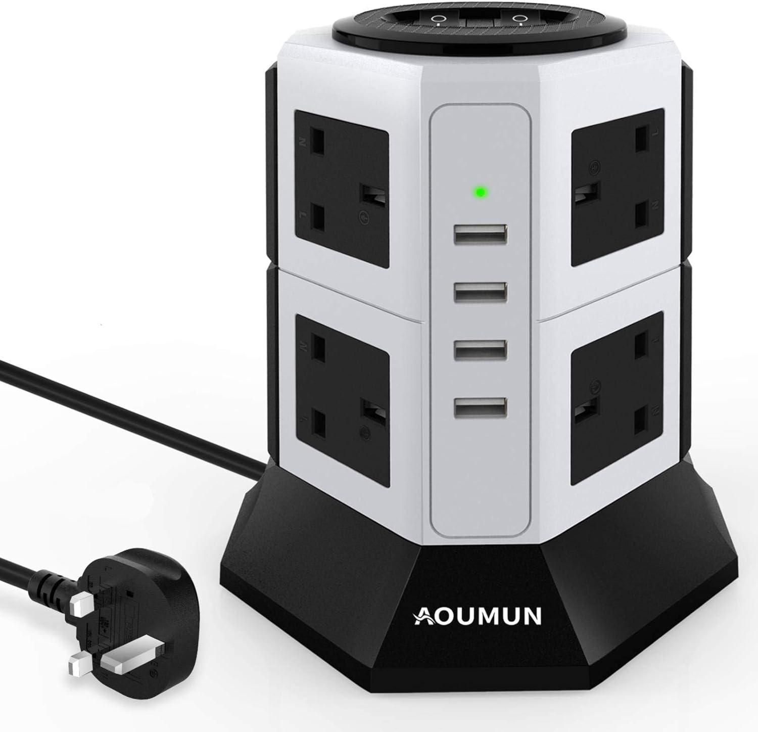 Power Strip Tower Extension Lead, 8 Way Outlets 4 USB Amazon.co.uk
