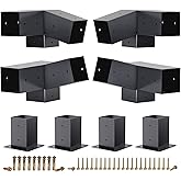 HAYOHRT 15&deg; Pergola Brackets 75&deg; Corner Bracket with Post Base Gazebo Kit for 4x4'' (Actual 3.5x3.5 in) Wooden Beams Lumber Gazebos Patio Pergola Sheds