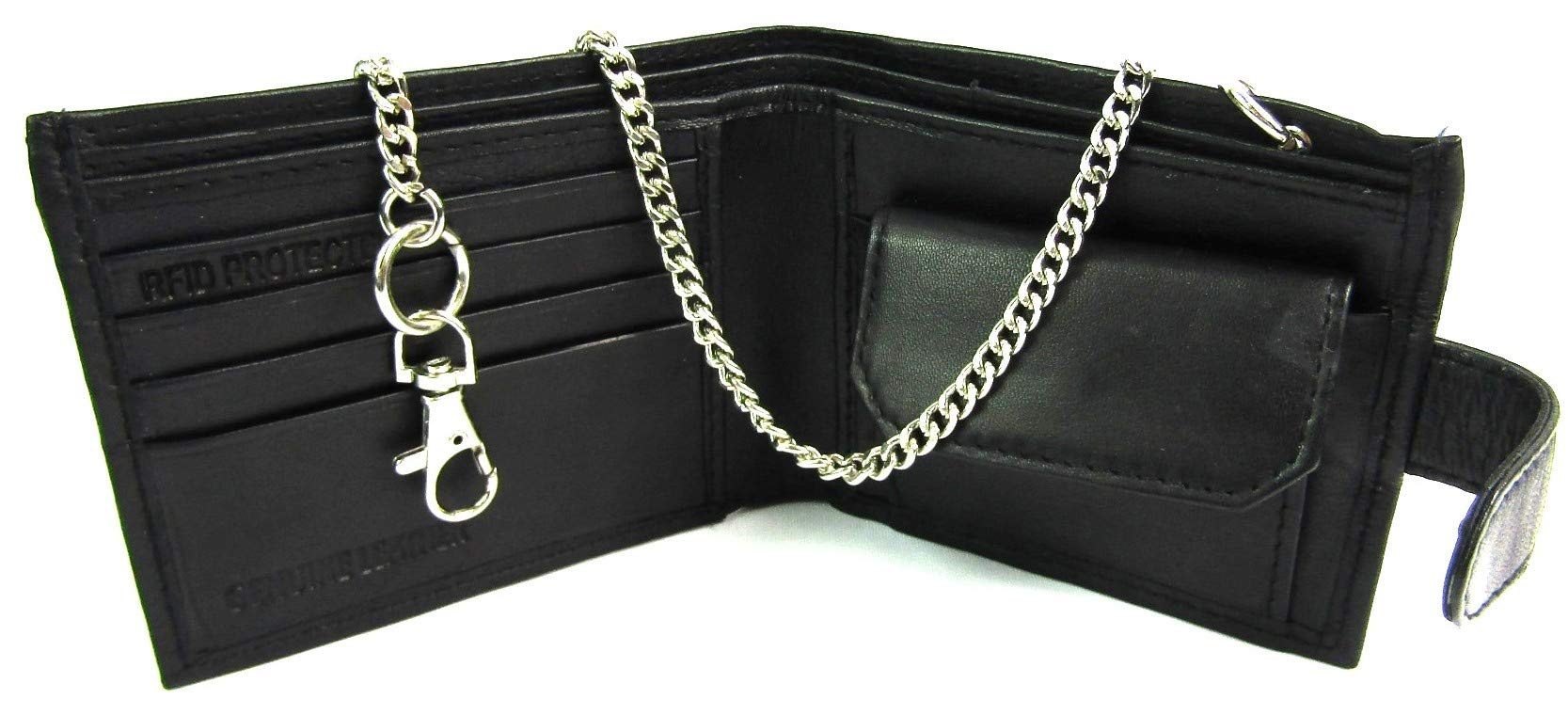 Leather Emporium Mens Black Leather Chain Wallet