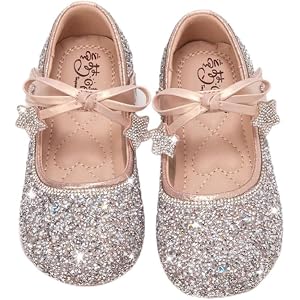 Toddler Girls Dress Shoes Mary Jane Wedding Party Glitter Princess Ballet Flats Shoes Pink