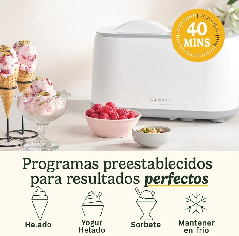 FreezeEase – Máquina Automática de Gelados; 3 Programas: Gelado, Sorvete, Iogurte; Sem pré-congelação; Pronto em 40 minutos; Função de retenção a frio, compressor de 950ml (Novo)