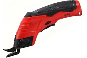 BLUEBOW Electric Scissors for Fabric, Handheld Power Scissors with Sharp Stainless Steel Blade for Cloth, Carpet, Cardboard, Leather | Lightweight Ergonomic Shears, Red