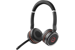 Jabra Evolve 75 MS Wireless Headset, Stereo – Includes Link 370 USB Adapter and Charging Stand – Bluetooth Headset with World-Class Speakers, Active Noise-Cancelling Microphone, All Day Battery