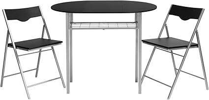 Homy Casa Set aus Tisch und 2 Klappstühlen aus Holz mit Metallbeinen