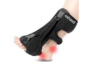 exhood Upgraded Plantar Fasciitis Night Splint, 3 Adjustable Straps Plantar Fasciitis Relief Braces for Plantar Fasciitis, Achilles Tendonitis, Foot Drop & Heel Spur Pain Relief Day & Night (Black)