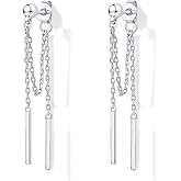 PAVOI 18K Gold Plated 925 Sterling Silver Posts Drop Dangle Chain Earrings for Women | Dangling Chain Studs | Cubic Zirconia Ball Threader Earscapes Earrings
