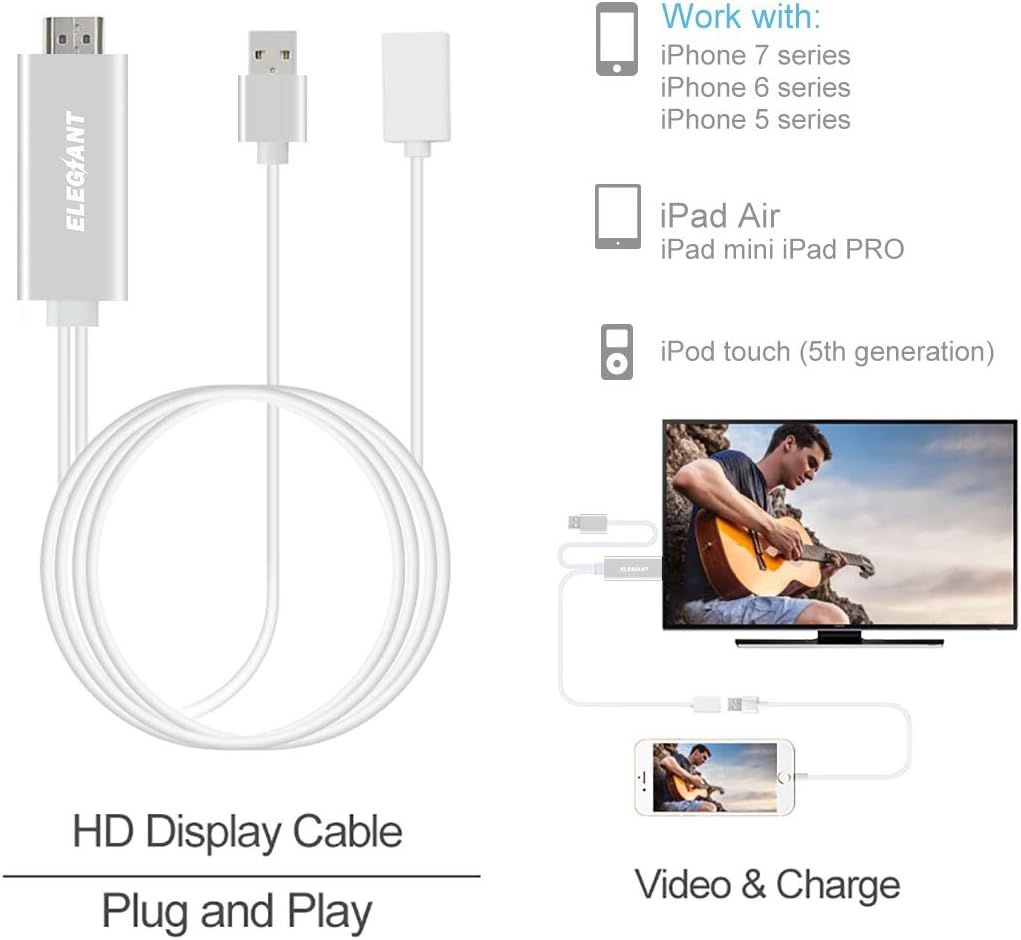 Adaptador HDMI de IOS ELEGIANT para AV TV HDTV: Amazon.es: Informática