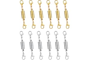 Dsmile Pack of 12pcs Gold Color and Silver Color Magnetic Lobster Clasp for Jewelry Necklace Bracelet