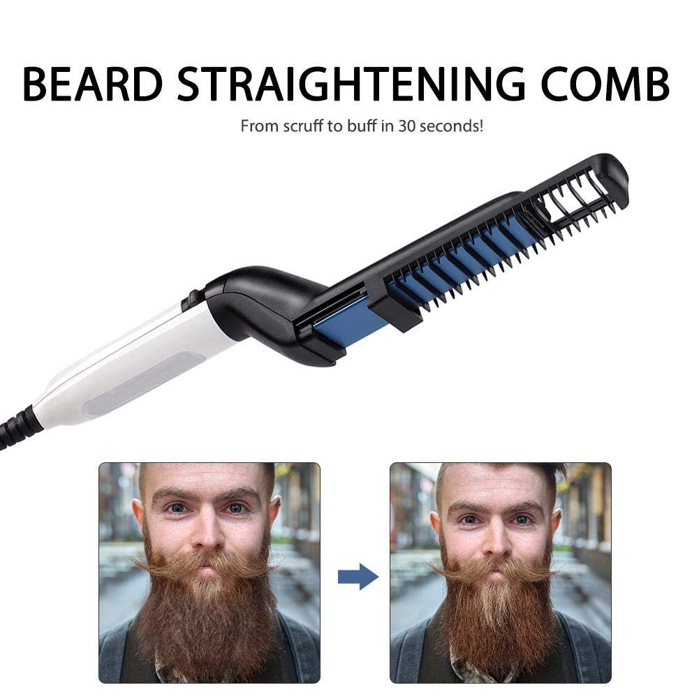 Electric Hair Comb,Quick Beard Straightener Comb,Multifunctional Quick Curling Curler Straightener Comb for Men