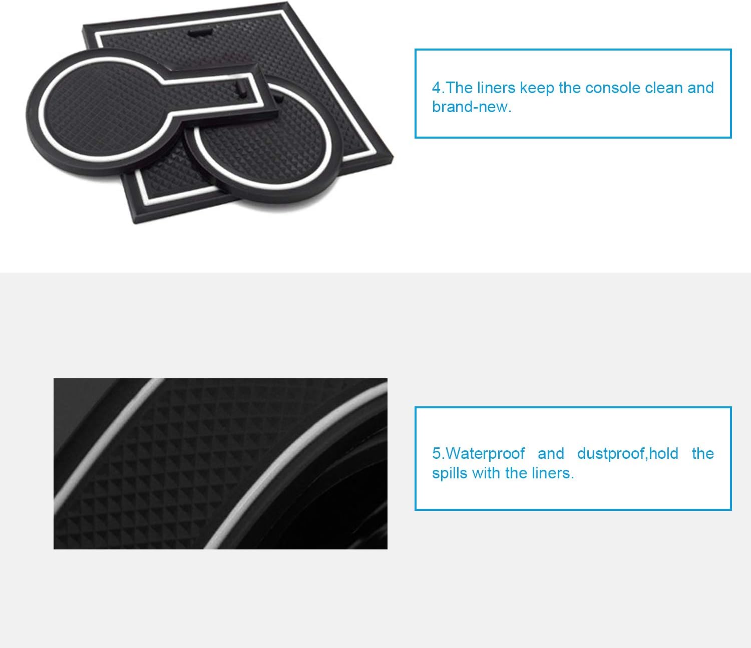 CDEFG Non-Slip Gate Slot Pad Cup Mats Auto Interior Door Slot Pads Mat for V W Golf 7 R GTD GTI GTE Automobile Center Console Liner Parts Car Styling Cushion Accessories (White) - Image 5