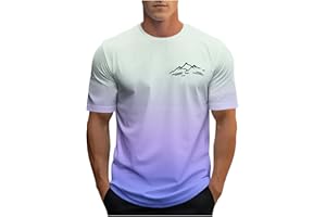 Sdeycui Men's Short Sleeve T-Shirts Gradient Mountain Graphic Tees Shirts Summer Casual Cotton Tshirts Tops