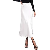 BTFBM 2026 Womens Spring Summer Long Satin Skirt Silk Elegant High Waist Cocktail Party Wedding Flowy A-Line Midi Skirts