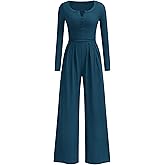 PRETTYGARDEN Jumpsuits for Women Dressy Casual 2026 Fall One Piece Outfits Long Sleeve Wide Leg Pants Romper Fashion Clothing