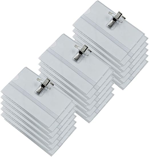 Amazon ZERONOWA 名札ケース カードホルダー 名札入れ 名刺サイズ 安全ピン クリップ 両用 (50個セット) 名札