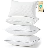 JOLLYVOGUE Pillows Standard Size Set of 4, Oeko-Tex Certified Bed Pillows for Side, Back, and Stomach Sleepers - Medium Support Down Alternative Filling, Machine-Washable
