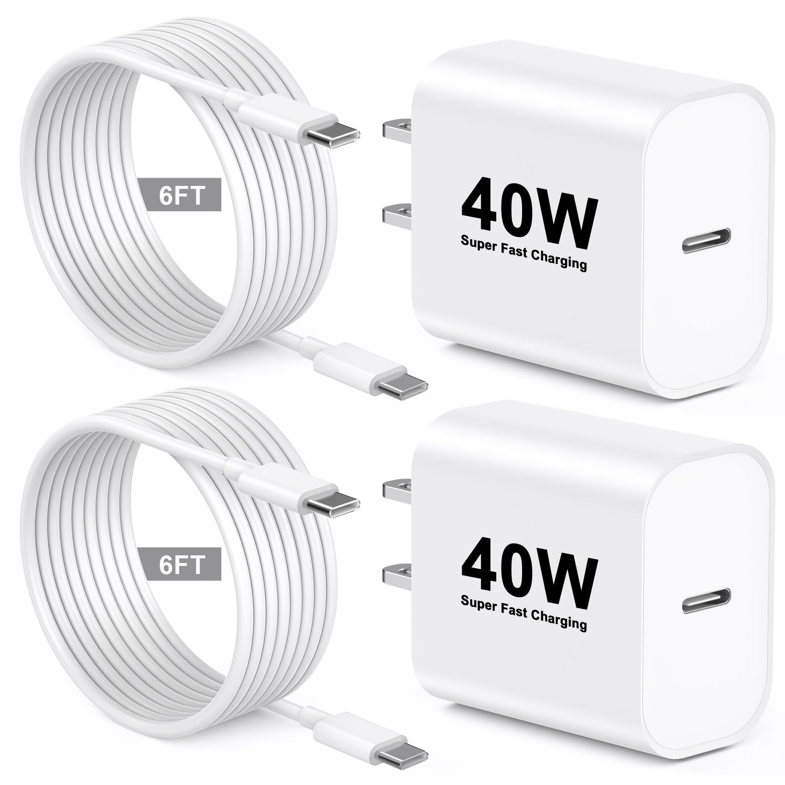 Photo 1 of *** 1 PACK ** iPhone 17 Fast Charger Block,[MFi Certified] 2Pack 40W USB C Wall Charger Plug with 6FT Long USB C to C Charging Data Sync Cable for Apple iPhone 17/17Air/17Pro Max/16 Pro Max/16Pro/16/15ProMax/15Pro