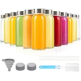 Zukro Glass Juice Bottles 10.5 oz, 12 Pack Reusable Small Clear Water Container With Stainless Steel Lids & Straw for Juicing, Smoothie, Travel, Homemade Drinks, Fridge, Leak Proof & BPA Free